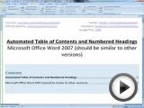 Numbered Headings and Automated Table of Contents - Office Word 2007